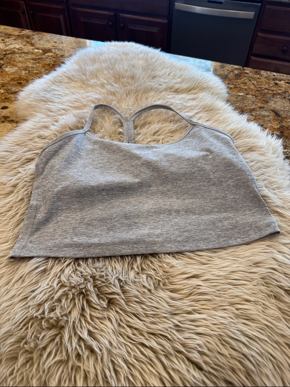 Beyond Yoga Space-dye slim racerback crop. Size Large. Grey color. Like new!